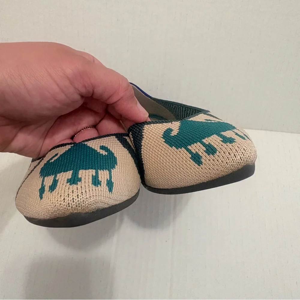 Rothy's Teal and Beige Patterned Flats - Picture 2 of 9